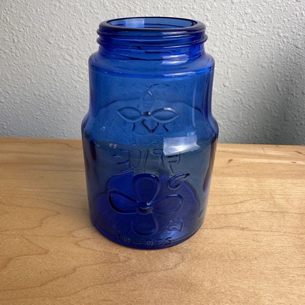Vintage Crownford Grandma's Special Spice Cobalt Blue Glass Jar Italy